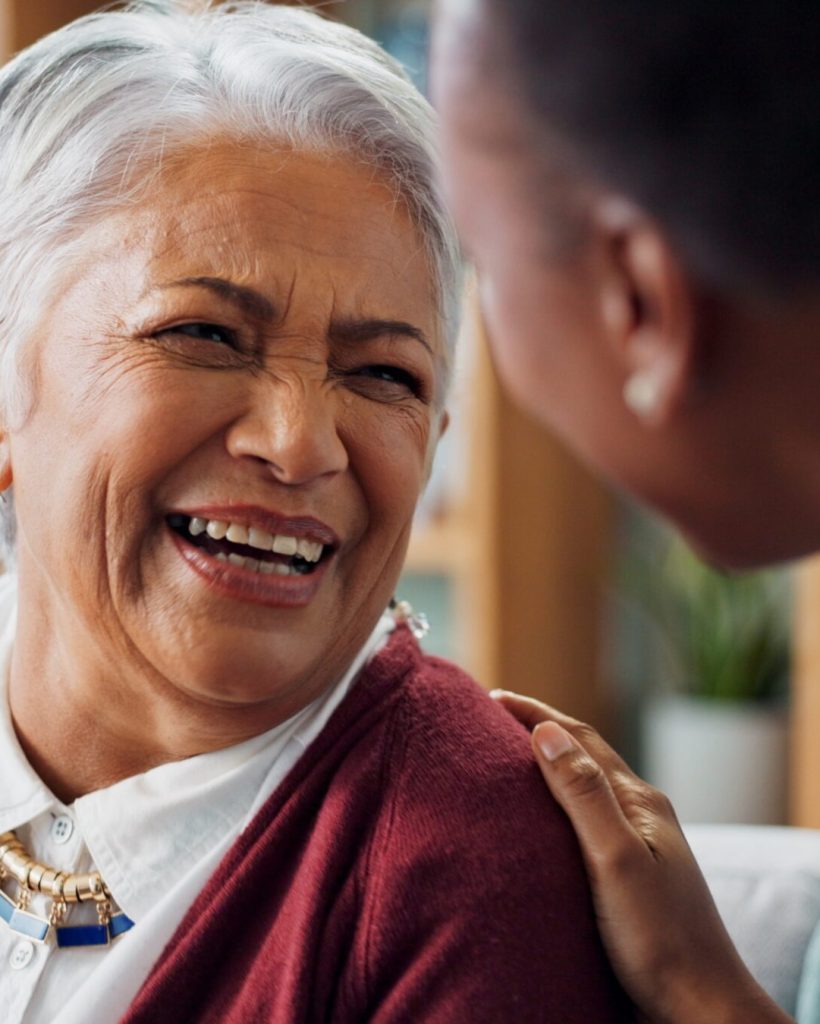 Happy elderly patient in nursing home